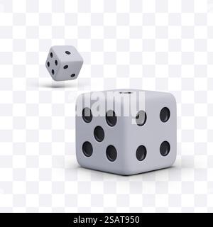 Grandi cubi con numeri casuali e ombre. Lanciare cubi di gioco. Concetto di rischio e gioco d'azzardo. Casinò, poker, giochi da tavolo o da tavolo. Illustrazione vettoriale in stile 3D. Grandi cubi con numeri casuali e ombre. Lanciare cubi di gioco Illustrazione Vettoriale