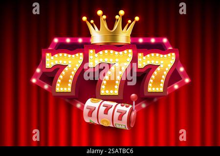Icone vincitrici 777 slot, slot machine, Vegas notturna. Vettore. Icone vincitrici 777 slot, slot machine, Vegas notturna. Illustrazione vettoriale Illustrazione Vettoriale