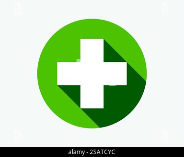 Segno più verde. Icona vettoriale. Simbolo incrociato della guida di sicurezza. Illustrazione Vettoriale