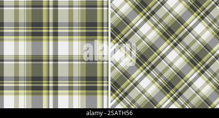 Fondo a quadri senza cuciture di tessuto tartan motivo con un vettore tessile a scacchi. Set in colori retrò per la progettazione grafica campione dettagliato modificabile. Illustrazione Vettoriale