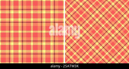 Controllare lo sfondo senza cuciture del tessuto con un motivo a quadri vettoriale tartan. Con colori caldi per un look casual da uomo, perfetto per tutti i giorni. Illustrazione Vettoriale