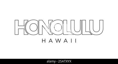 Honolulu, Hawaii, USA tipografia slogan design. Logo America con scritta City per stampa e prodotti Web. Honolulu, Hawaii, USA tipografia slogan design. Logo America con scritta City grafica per stampa e web. Illustrazione Vettoriale