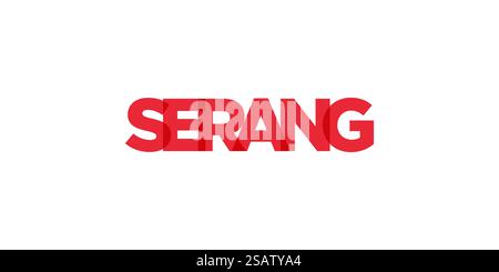 Serang in Indonesia emblema per stampa e web. Il design presenta uno stile geometrico, un'illustrazione vettoriale con caratteri tipografici in grassetto in caratteri moderni. Slogan grafico isolato su sfondo bianco.. Serang nell'emblema dell'Indonesia. Il design presenta uno stile geometrico, un'illustrazione vettoriale con caratteri tipografici in grassetto e un carattere moderno. Il lettering grafico dello slogan. Illustrazione Vettoriale