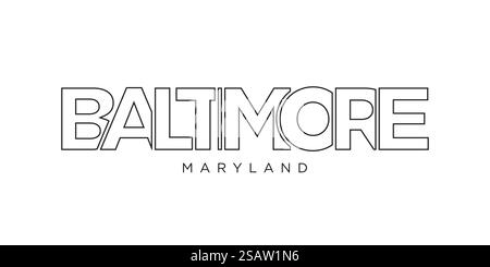 Baltimora, Maryland, USA tipografia slogan design. Logo America con scritta City per stampa e prodotti Web. Baltimora, Maryland, USA tipografia slogan design. Logo America con scritta City grafica per stampa e web. Illustrazione Vettoriale