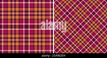 Tessuto a quadri senza cuciture con motivo in tessuto tartan con sfondo a controllo vettoriale. Impostato nei colori del caffè. Grafica a righe disordinata. Illustrazione Vettoriale