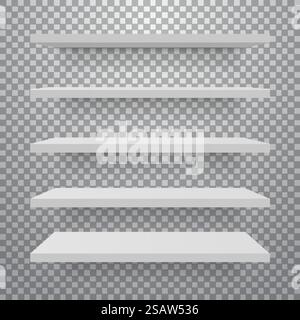 Set di diversi ripiani bianchi per mobili. Illustrazione vettoriale Illustrazione Vettoriale