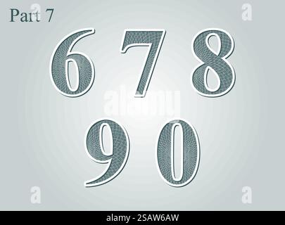 Numeri guilloche certificato di diploma elemento di progettazione del denaro. Illustrazione vettoriale. Numeri guilloche certificato di diploma elemento di progettazione del denaro Illustrazione Vettoriale