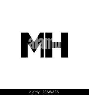 Modello di design Letter M e H alla moda, MH con logo. Logotipo minimo basato su un monogramma iniziale per l'identità dell'azienda. Illustrazione Vettoriale
