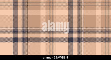 Nastro adesivo vettoriale in tessuto, ampio sfondo in tela a quadri. Texture decorativa in tartan motivo senza cuciture nei colori arancione e scuro. Illustrazione Vettoriale