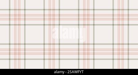 Stile tessuto senza cuciture tartan, resistente texture di fondo a quadri. Tessuto a quadri vettoriali curvo di colore bianco e chiaro. Illustrazione Vettoriale