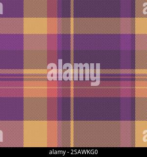 Tessuto vettoriale sovrapposto, sfondo a quadri con motivo paisley. I colori arancione e pastello dei tessuti Scenarios sono caratterizzati da un perfetto motivo di tartan. Illustrazione Vettoriale