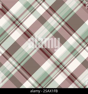 Semplice motivo in tessuto a quadri, ordito senza cuciture. Stampa il tessuto vettoriale di sfondo tartan in conchiglia di mare e colore pastello. Illustrazione Vettoriale