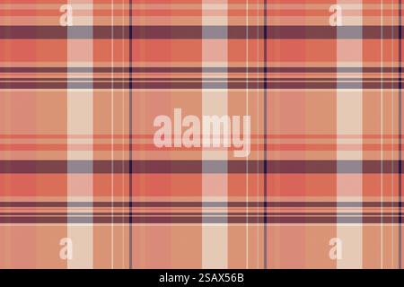Texture messicana Tartan senza cuciture, vettore di fantasia tessile vuoto. Sfondo a quadri in tessuto britannico con colori arancio e rosso. Texture Tartano senza cuciture di motivo tessile vettoriale con sfondo a quadri in tessuto. Illustrazione Vettoriale