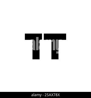 Modello di design Letter T and T alla moda, TT logo. Logotipo minimo basato su un monogramma iniziale per l'identità dell'azienda. Illustrazione Vettoriale