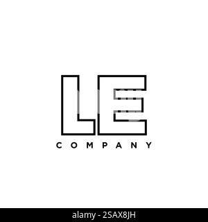 Modello di design Letter L ed e, LE di tendenza. Logotipo minimo basato su un monogramma iniziale per l'identità dell'azienda. Illustrazione Vettoriale