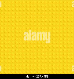 Piastra a blocchi in plastica gialla con disegno piatto senza cuciture. Struttura in plastica gialla, struttura piatta senza cuciture Illustrazione Vettoriale