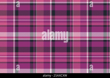Motivo a quadri in tessuto, motivo a bobina con motivo a motivo tartan. Primo piano su sfondo tessile vettore senza cuciture nei colori prugna e scuri. Illustrazione Vettoriale