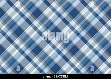 Motivo vettoriale senza cuciture di fondo a scacchi con tessuto tartan nei colori pastello e blu. Illustrazione Vettoriale
