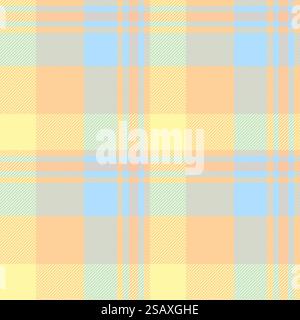 Controllare il vettore del motivo del motivo del tartan senza cuciture con un tessuto di fondo a quadri nei colori arancione e ciano. Controllare il vettore del motivo della trama Tartano senza cuciture con un tessuto di fondo a quadri. Illustrazione Vettoriale