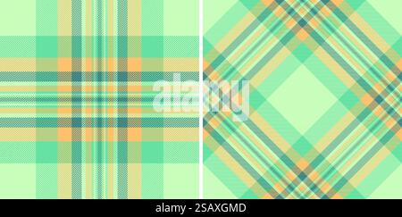 Motivo tartan a quadri senza cuciture con sfondo vettoriale in tessuto con motivo a quadri in colori neon. Illustrazione Vettoriale