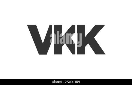 Modello di design con logo VKK con testo deciso e moderno in grassetto. Logotipo vettoriale iniziale con tipografia semplice e minima. Identità aziendale alla moda, ideale per la presenza del marchio aziendale. Illustrazione Vettoriale