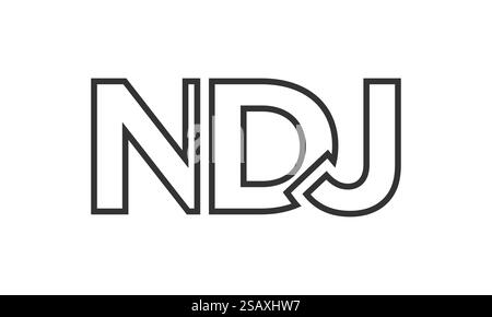 Modello di design con logo NDJ con testo deciso e moderno. Logotipo vettoriale iniziale con tipografia semplice e minima. Identità aziendale alla moda, ideale per la presenza del marchio aziendale. Illustrazione Vettoriale