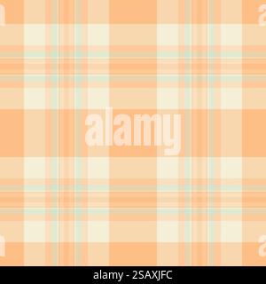 Tessuto a scacchi vettoriali, tessuto senza cuciture. Sfondo a quadri motivo tartan casuale di colore chiaro e arancione. Illustrazione Vettoriale