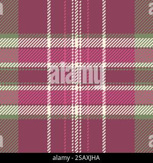 Tessuto tartan texture per il giorno del Ringraziamento, collezione senza cuciture a controllo vettoriale. Sfondo in tessuto a motivo lineare con tavolozza di colori rosa e pastello. Illustrazione Vettoriale