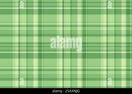 Tessuto senza cuciture vettoriale con motivo a quadri con sfondo tartan in verde e colori chiari. Illustrazione Vettoriale
