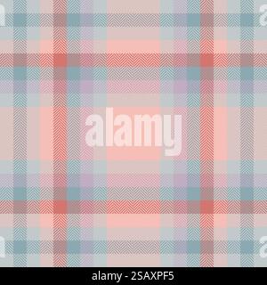 Motivo a quadri liscio tartan, tessuto vettoriale quotidiano. Tessuto di fondo National senza cuciture nei colori pastello e grigio cielo. Illustrazione Vettoriale