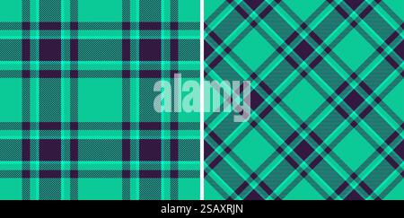 Motivo tartan vettoriale di tessuto a quadri con sfondo in tessuto senza cuciture. Impostare i colori spaziali. Bandane alla moda per uno stile cool. Illustrazione Vettoriale