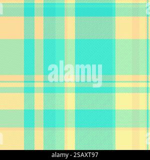 Texture di sfondo tartan a finestra, tessuto vettoriale sottile. Motivo a quadri messicano senza cuciture nei colori verde azzurro e ambra. Illustrazione Vettoriale