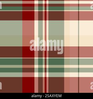 Motivo a quadri age senza cuciture, fondo in tessuto tartan. Tessuto di fabbrica controlla la consistenza vettoriale nei colori rosso e pastello. Illustrazione Vettoriale