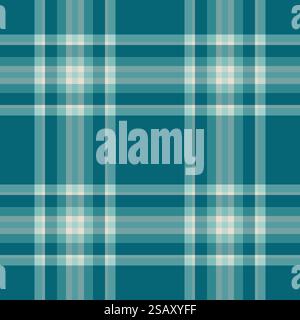 Trama di fondo tartan di tessuto vettoriale con motivo a quadri senza cuciture in colori ciano e pastello. Illustrazione Vettoriale
