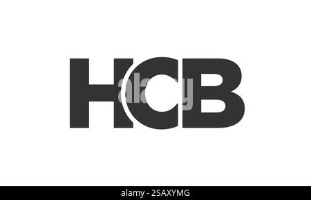 Modello di design con logo HCB con testo in grassetto forte e moderno. Logotipo vettoriale iniziale con tipografia semplice e minima. Identità aziendale alla moda, ideale per la presenza del marchio aziendale. Illustrazione Vettoriale