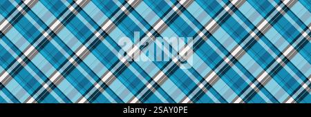 Vettore di sfondo a texture scontata, nuovo tessuto tartan a quadri. Copripiumino in tessuto senza cuciture con tonalità ciano e scure. Illustrazione Vettoriale