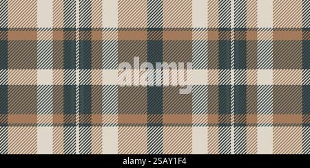 Tessuto vettoriale con motivo a zecche, sfondo con motivo a zecche tartan per soggiorno. I tessuti del soggiorno sono di colore arancione e chiaro. Illustrazione Vettoriale