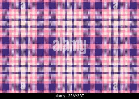 Tessuto a margherita, tappeto a quadri senza cuciture. Motivo vettoriale femminile con sfondo tartan in colori indaco e rosso. Illustrazione Vettoriale