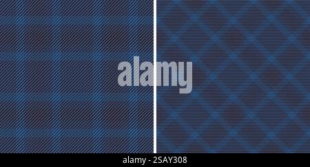 Trama vettoriale senza cuciture di sfondo tartan in tessuto con motivo a quadri. Impostato in colori scuri. Motivi a spina di pesce nella moda e nel design. Illustrazione Vettoriale