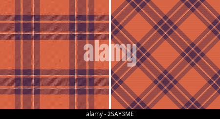 Motivo vettoriale tessile di texture tartan con sfondo tessuto a quadri senza cuciture. Colori caldi per ispirare il design degli interni. Motivo vettoriale tessile di texture tartan con sfondo tessuto a quadri senza cuciture. Illustrazione Vettoriale