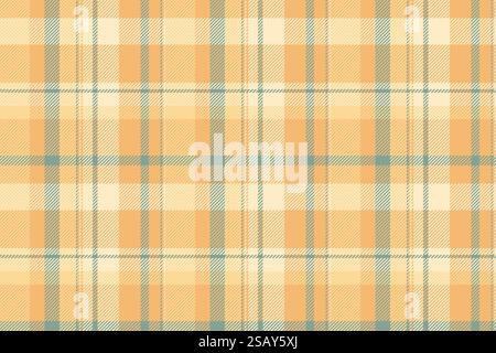 Tessuto effetto effetto senza cuciture, grande tartan a quadri vettoriale. Splendido tessuto a quadri di sfondo in arancione e colori chiari. Illustrazione Vettoriale