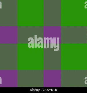 Motivo a quadri in tessuto di sfondo tartan con una trama vettoriale senza cuciture nei colori verde e viola. Motivo a quadri in tessuto di sfondo tartan con una trama vettoriale senza cuciture. Illustrazione Vettoriale