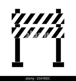Cartello di blocco stradale, icona di protezione, simbolo. Recinzione di confine, equipaggiamento. sistema di sicurezza. Barriera stradale. Illustrazione vettoriale Illustrazione Vettoriale