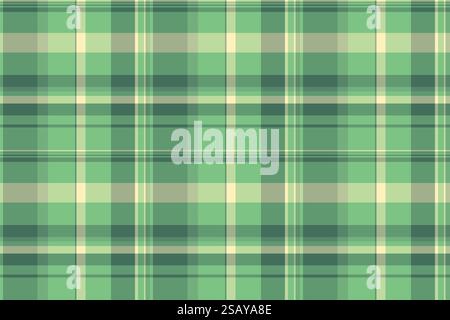 Tessuto a quadri multiculturale e senza cuciture per il tartan vettoriale britannico. Tessuto con motivo di sfondo irlandese in una tavolozza di colori verdi e chiari. Illustrazione Vettoriale