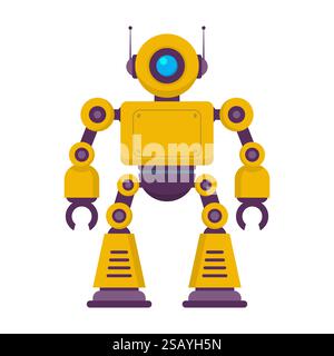 Personaggio robot in stile piatto. Icona vettoriale EPS10 Illustrazione Vettoriale