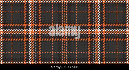 Copia texture a controllo di spazio tessuto tartan senza cuciture e di buon motivo. Sfondo in tessuto vettoriale in linea con tavolozza di colori grigio e scuro. Illustrazione Vettoriale