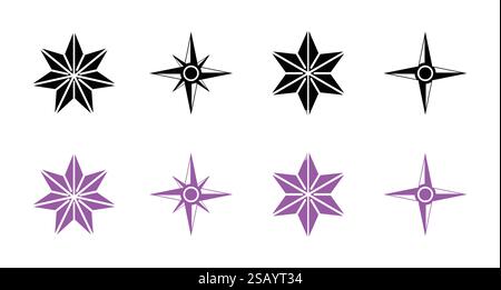 Icone forme a stella Imposta disegno vettoriale. illustrazione delle scorte Illustrazione Vettoriale