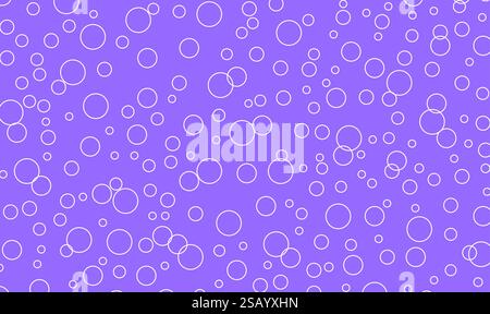 Ripetizione continua del vettore delle bolle con icone a linea piatta. Consistenza della birra di colore bianco viola. Illustrazione dello sfondo delle bolle Illustrazione Vettoriale