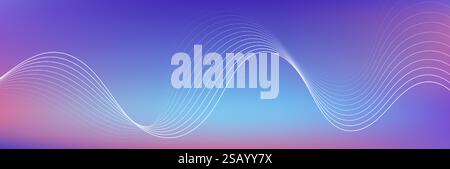 Sfondo colorato astratto con onde bianche, sfondo sfocato chiaro con linee ondulate, carta da parati moderna. Illustrazione Vettoriale