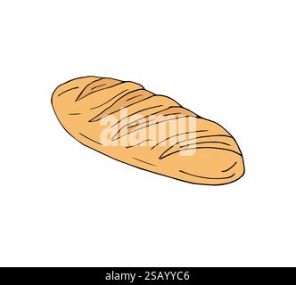 Disegna a mano il pane disegnato a mano con colori vettoriali isolato su sfondo bianco Illustrazione Vettoriale
